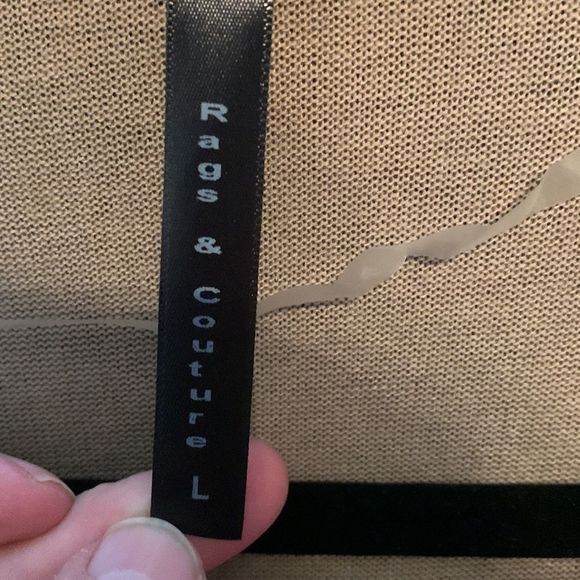 Rags & Couture Beige Open Front Cardigan Sweater L (H-009) - Picture 2 of 4